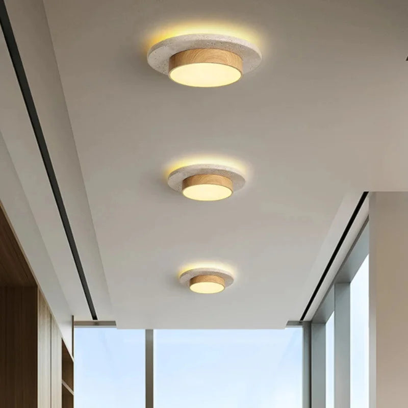 Three Ceiling Light Hana lights along a corridor ceiling