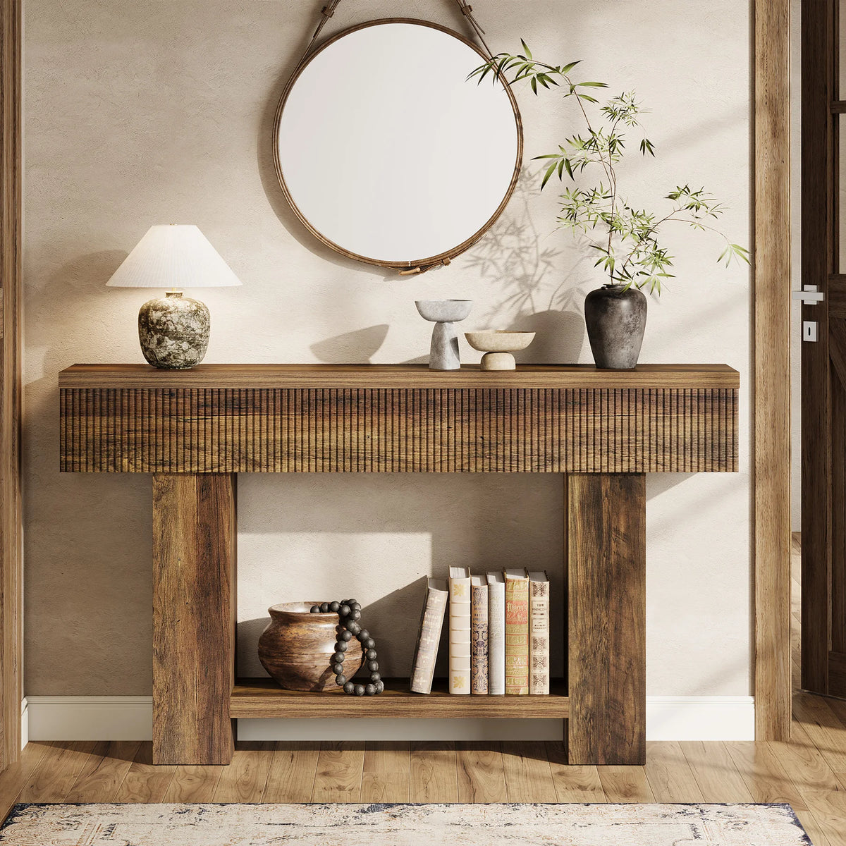 Console Table Martin — console table shown at an angle highlighting the reeded front panel