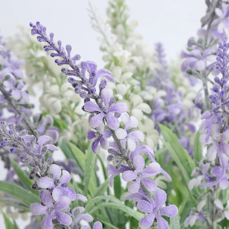 Close-up of soft purple artificial lavender spikes