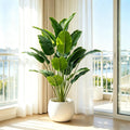 Bird of Paradise Rebeka, large faux leaf plant, detail view