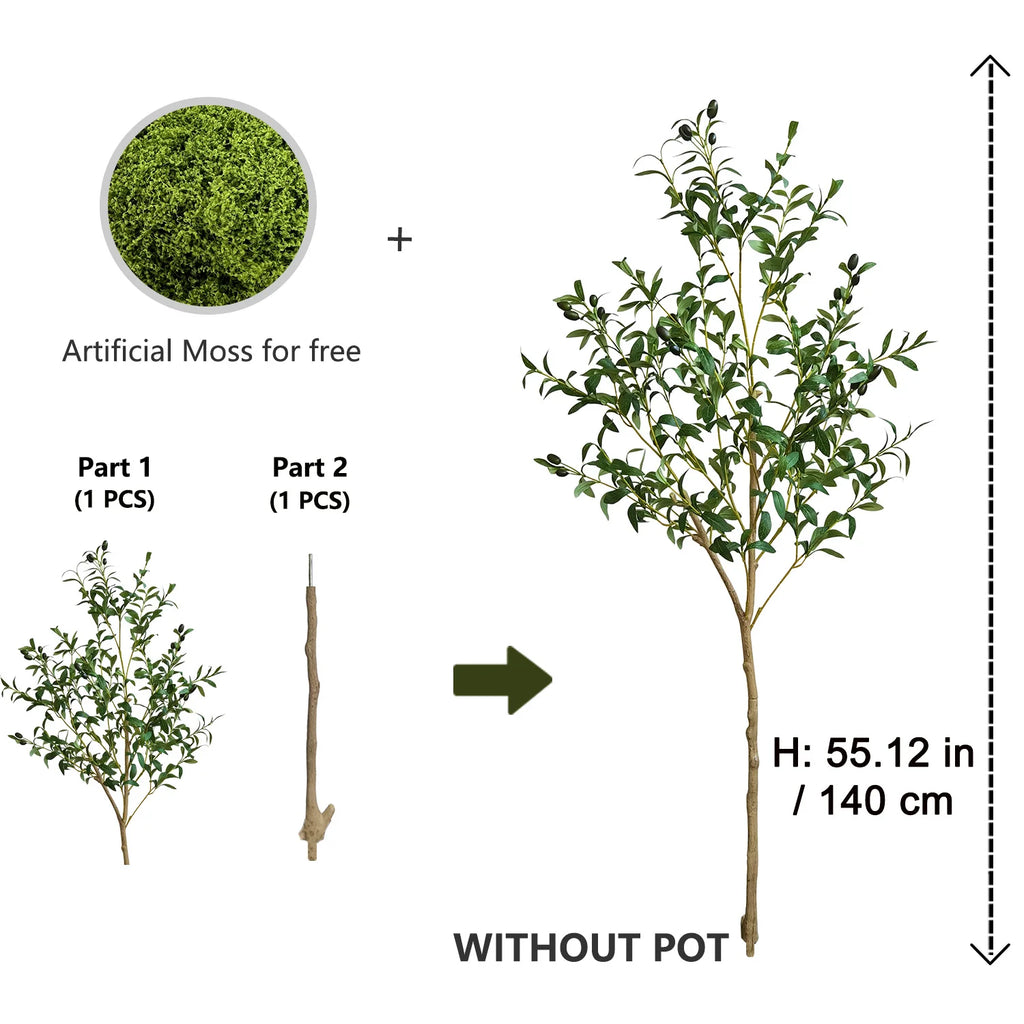 Olive Tree Olívia, faux olive tree 140 cm size guide