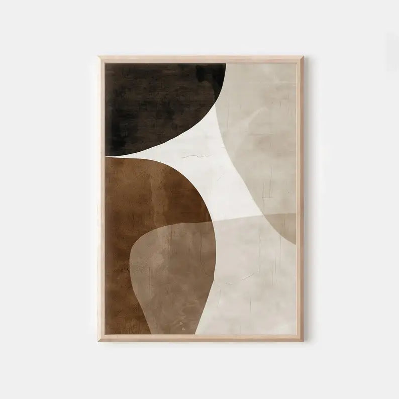 Umber Organic abstract canvas print in brown, black and cream