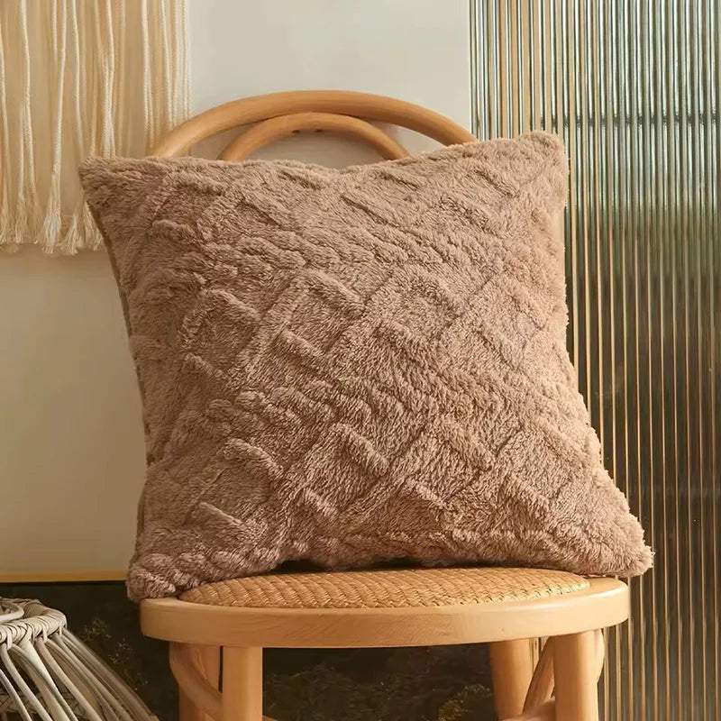 Povlak na polštář Vanda – Plyšová geometrická textura