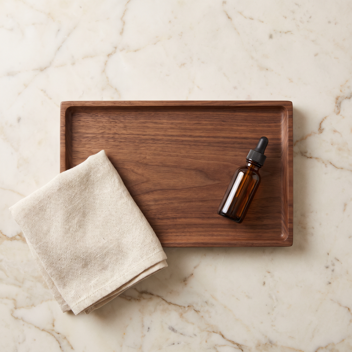 Top-down view of Bathroom Tray Žofia showing its rectangular lipped surface