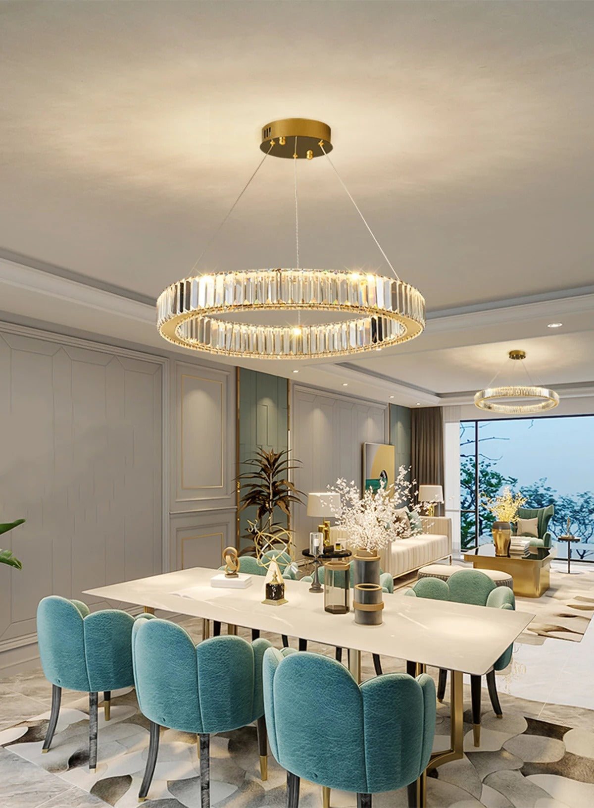Chandelier Gabriela single ring above a dining table
