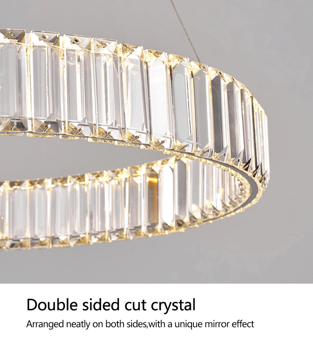 Close-up of the double-cut crystal on Chandelier Gabriela