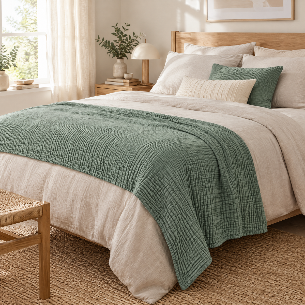 Throw Blanket Ingrid in a calm Scandinavian bedroom