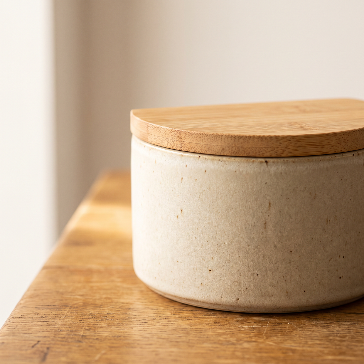 Close up detail of Lipa ceramic jar lid and matte glaze texture