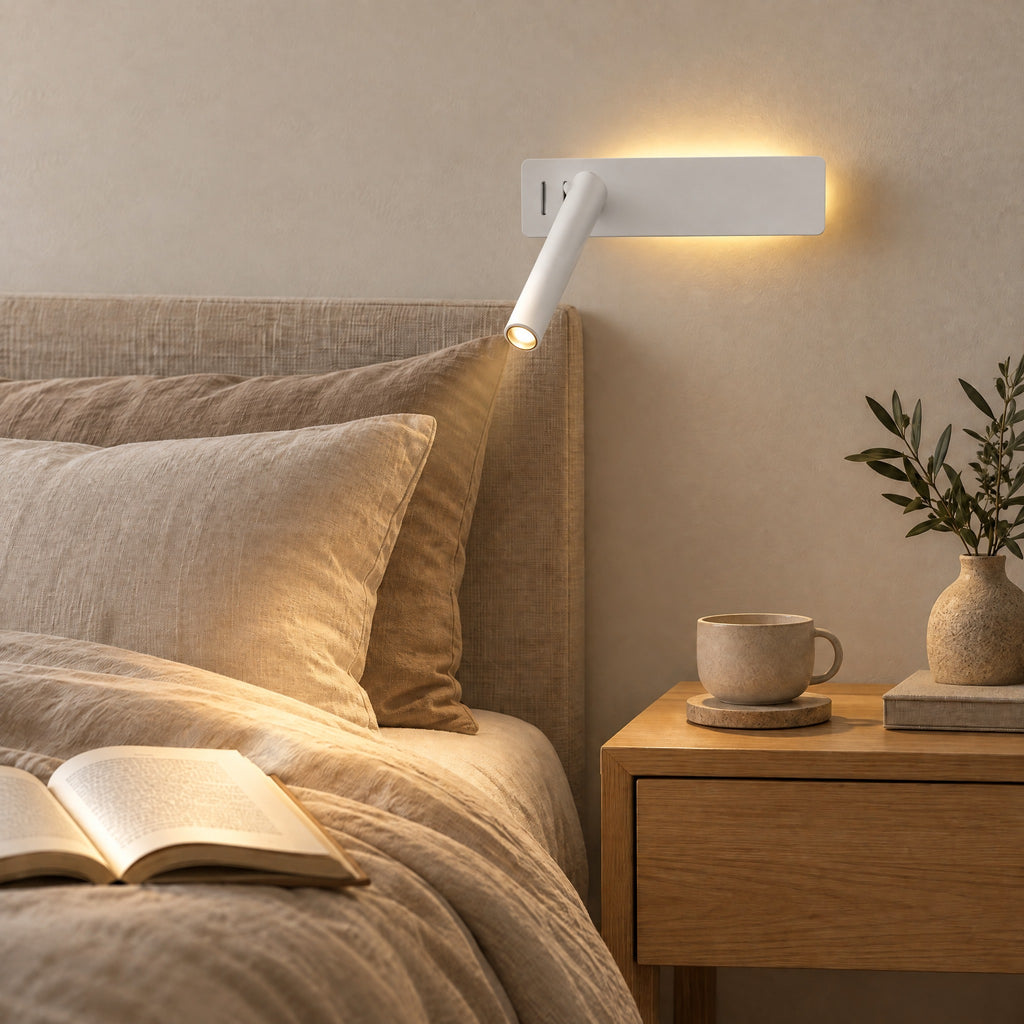 Wall Lamp Monika in white as a bedside reading light