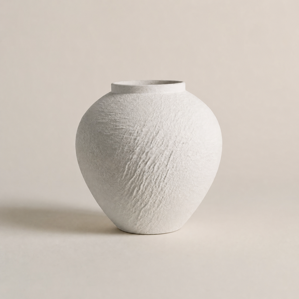 Ceramic Vase Lucia Round, matte textured stoneware studio product photo