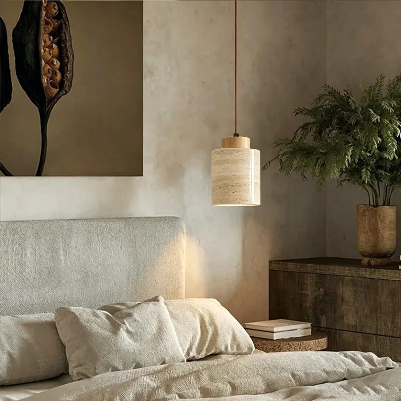 Pendant Light Tibor hanging in a bedroom